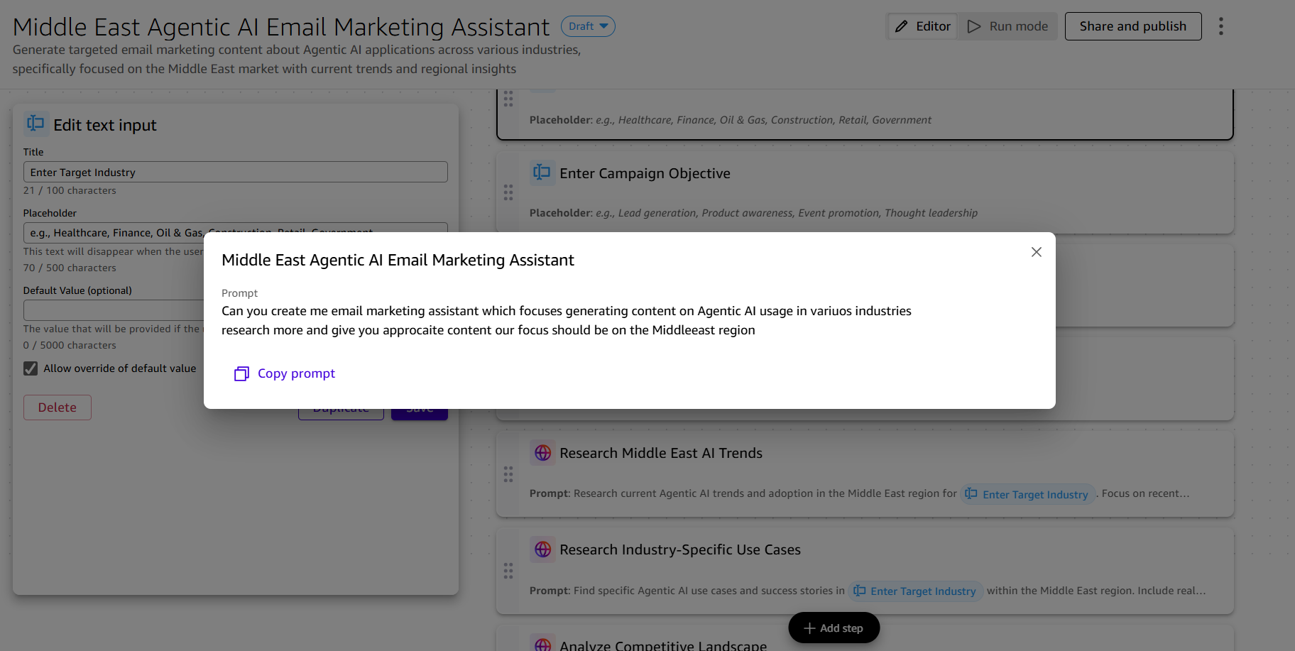 Content generation UI