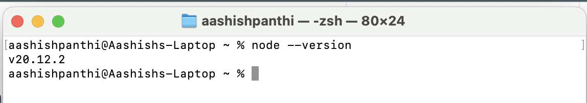 Node version check in mac terminal