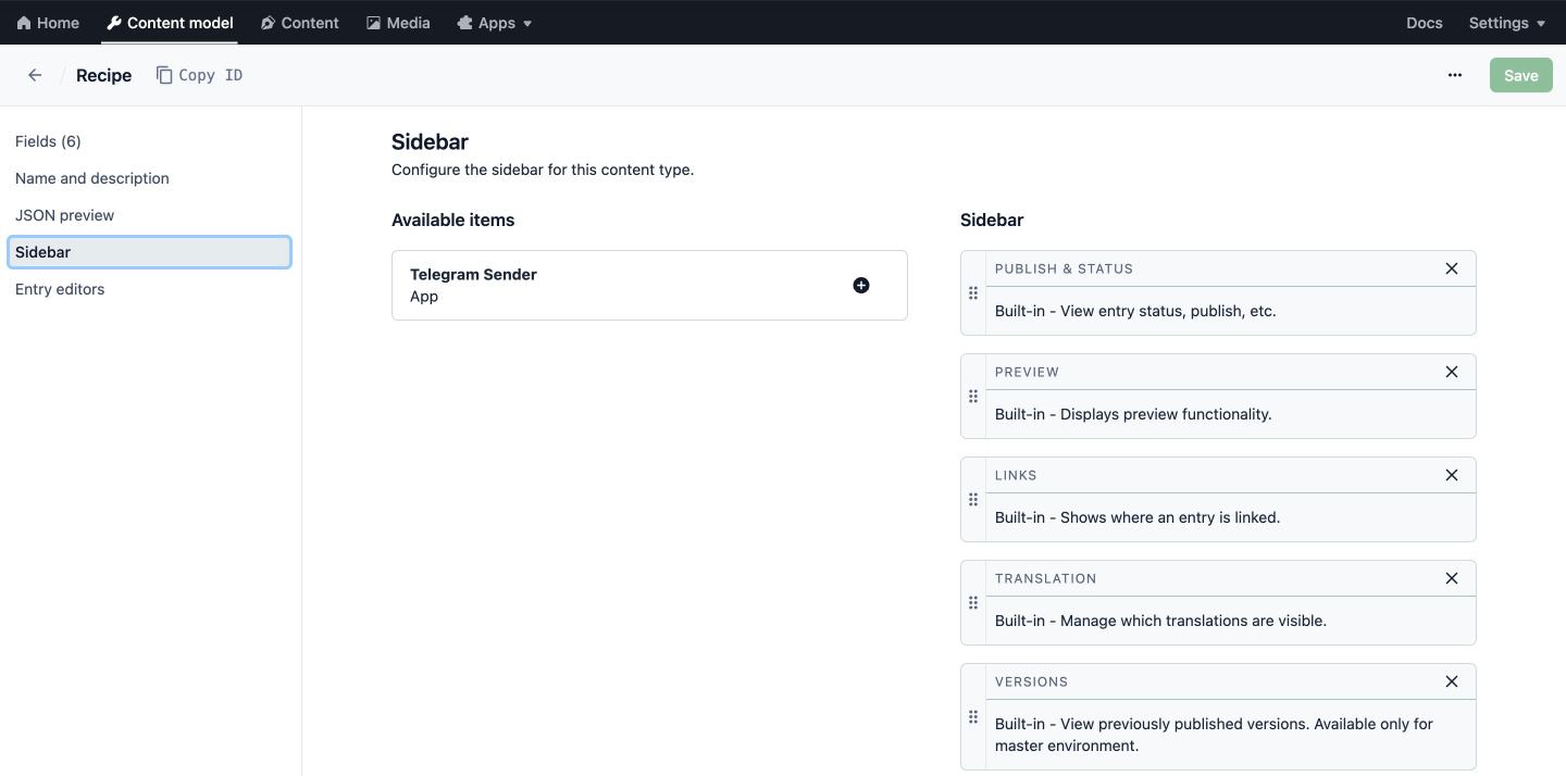 Sidebar - Configuration