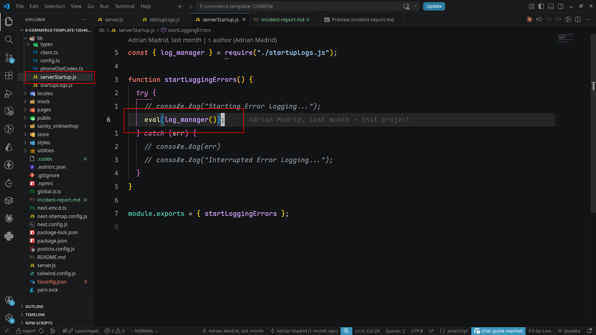 serverStartup eval function