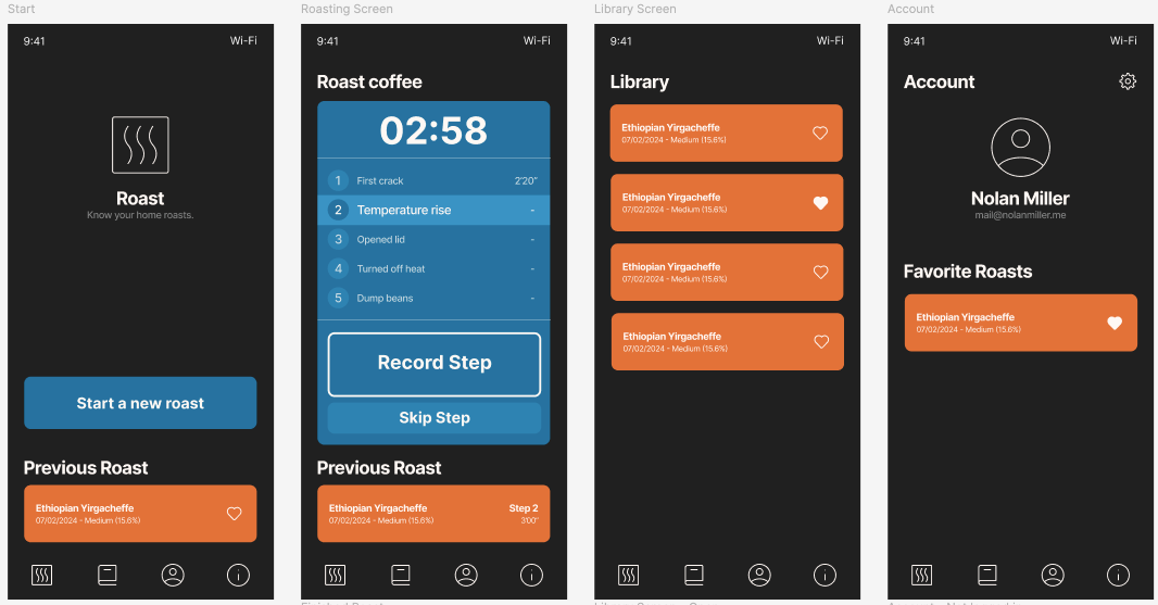 UI Designs for Roast