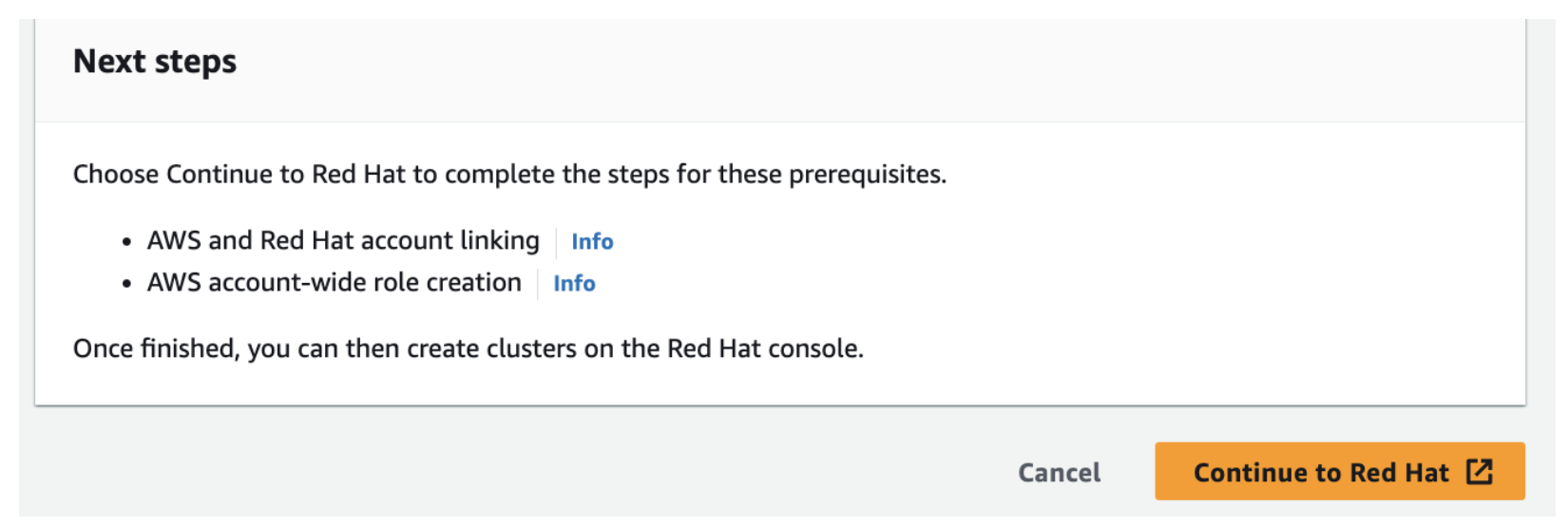 Continue to RedHat