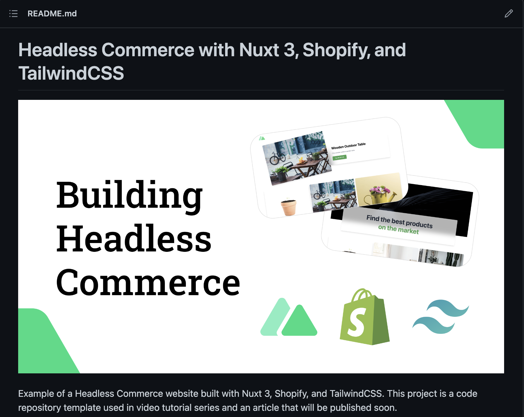 Nuxt 3, Shopify, Tailwind GitHub Repository