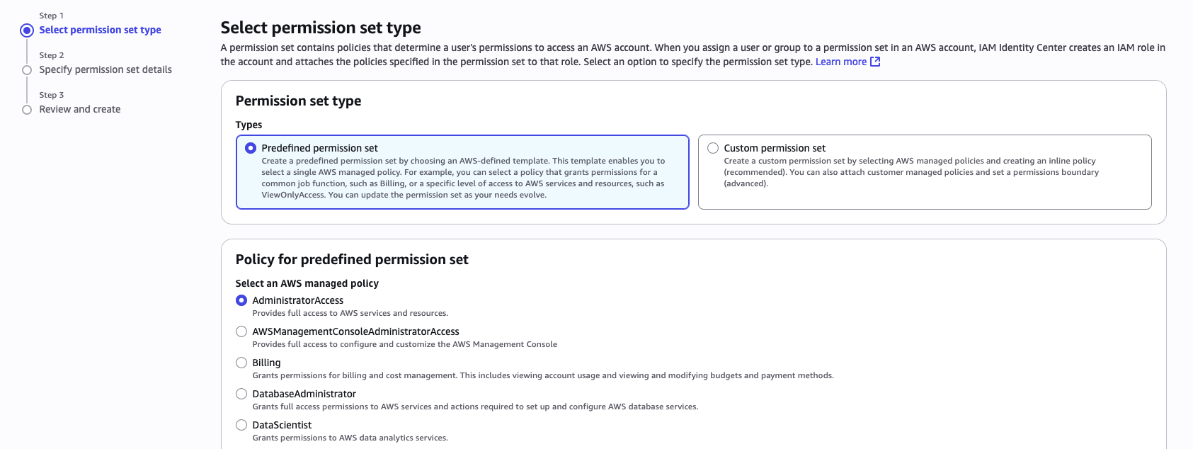 Permissions set