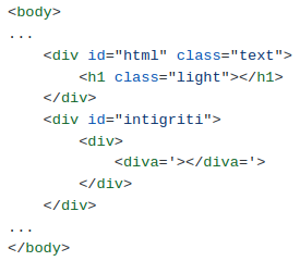 HTML content with our payload going outside of h1 and div