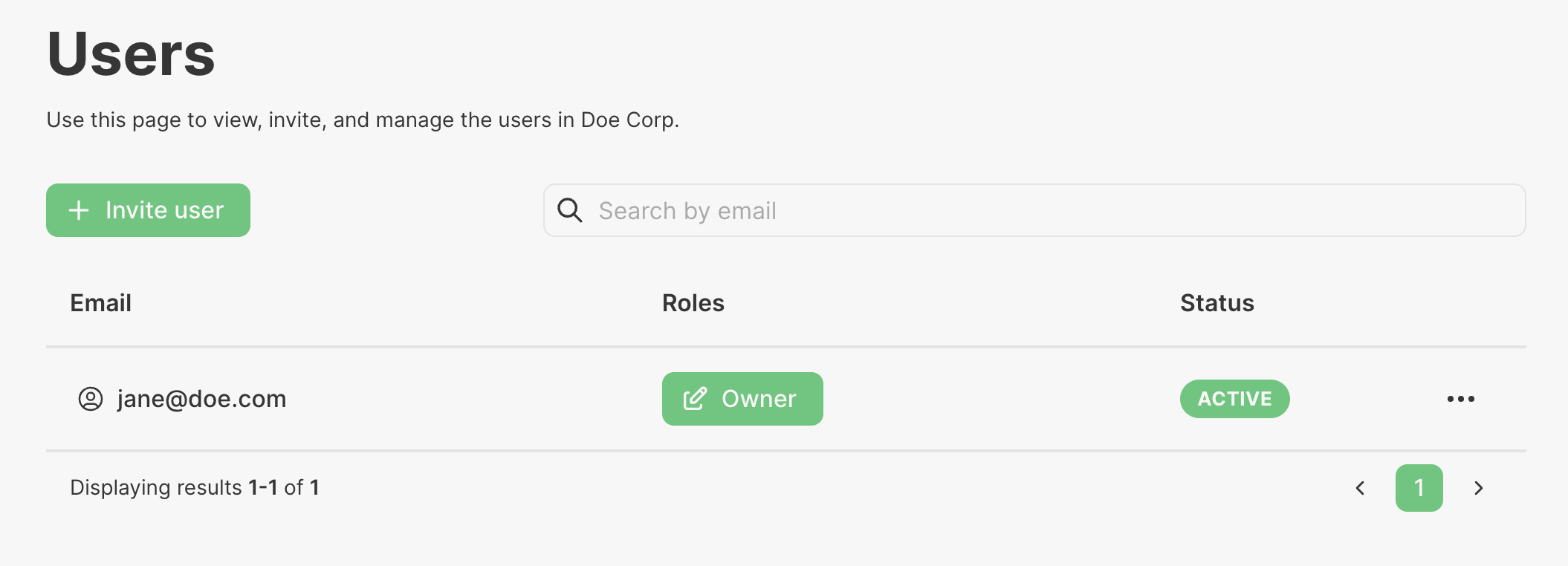 Jane Doe's users page