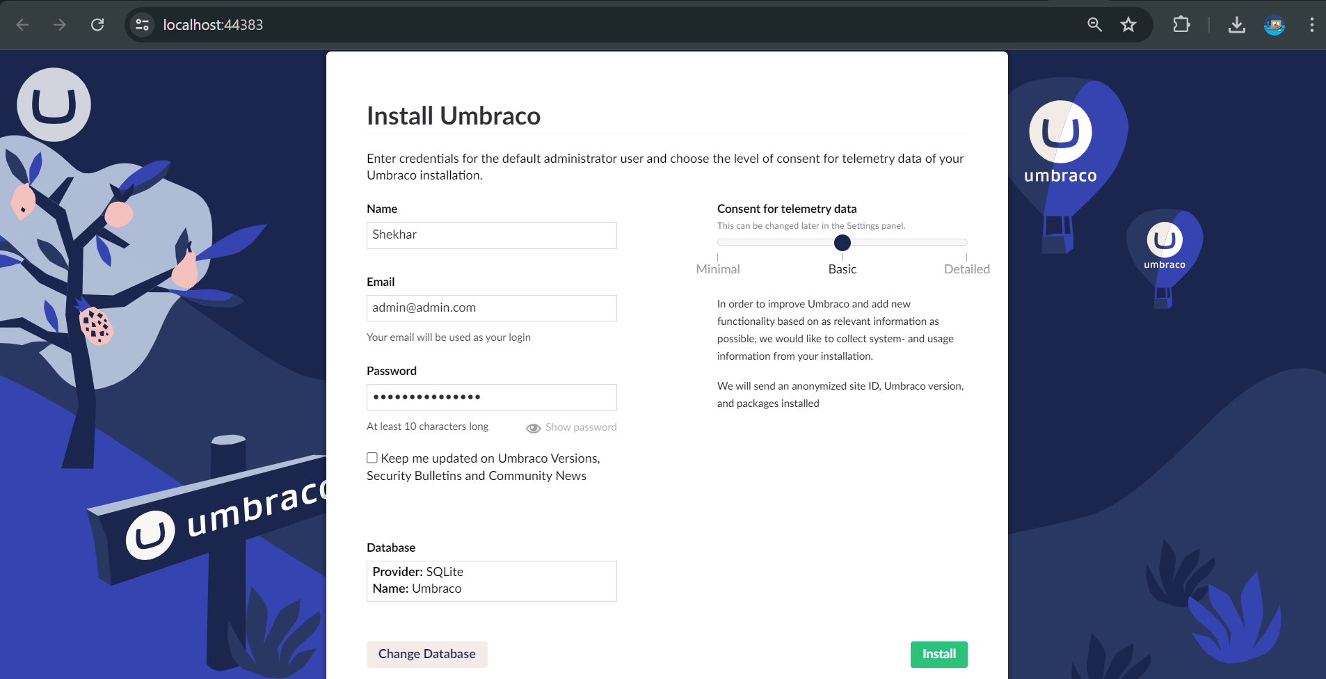 Install umbraco