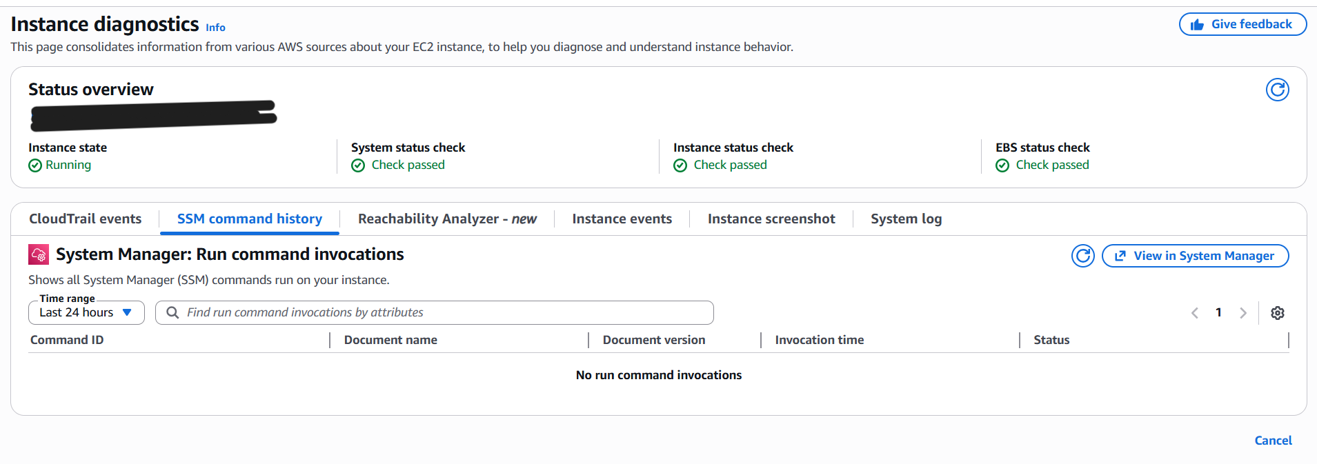 Instance Diagnostics overview