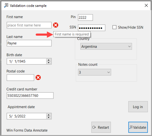 Windows forms sample