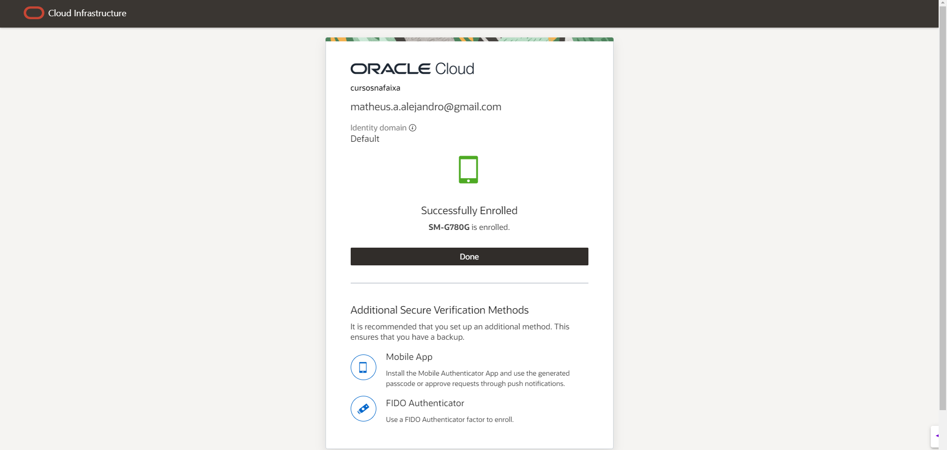 Finalização da verificação de segurança