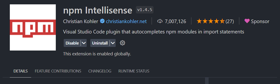 npm Intellisense 擴充