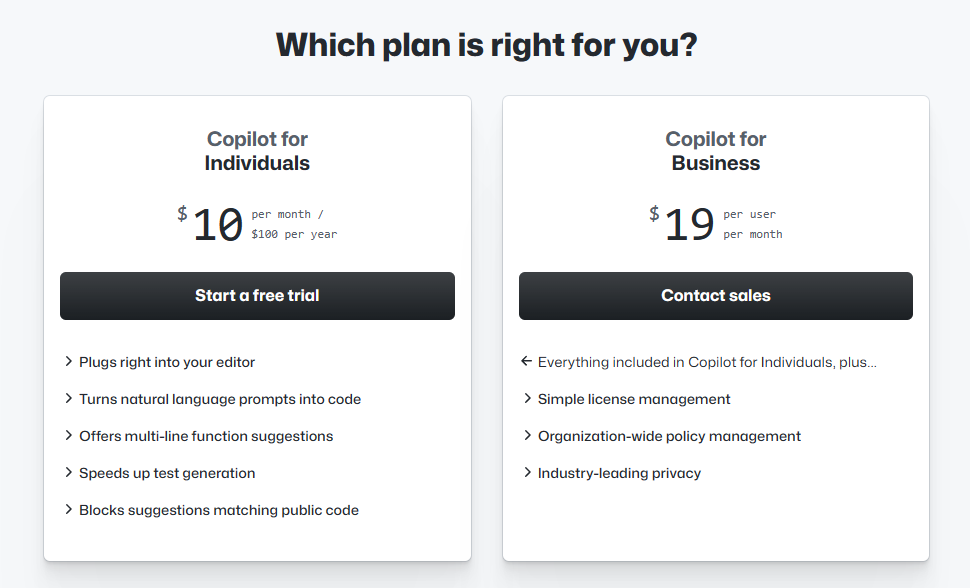 GitHub Copilot Pricing