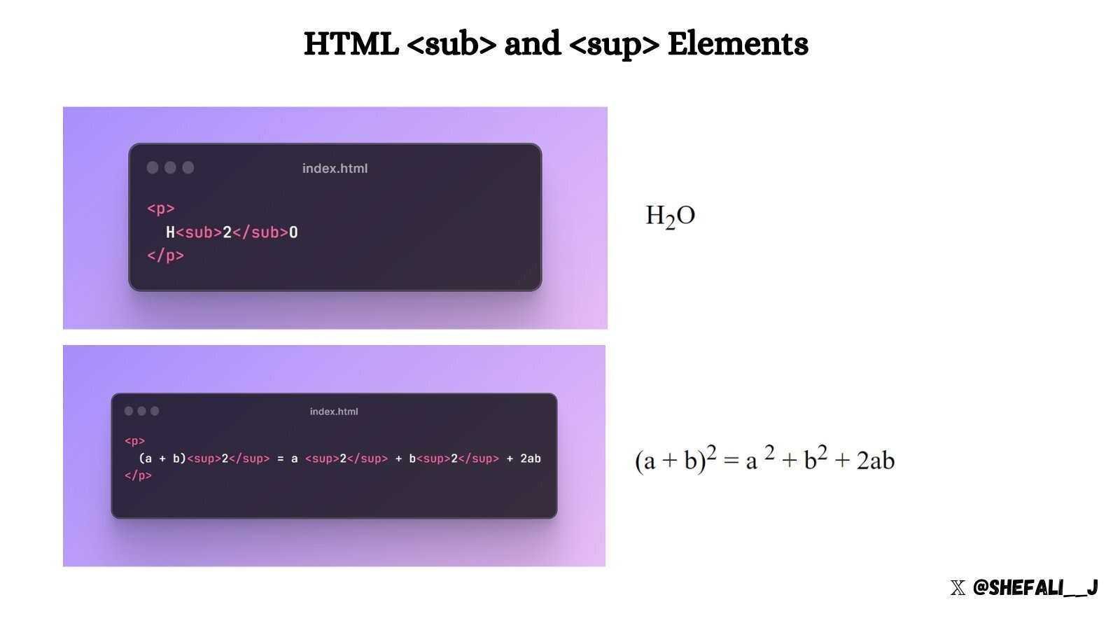 HTML <sub> 和 <sup> 元素