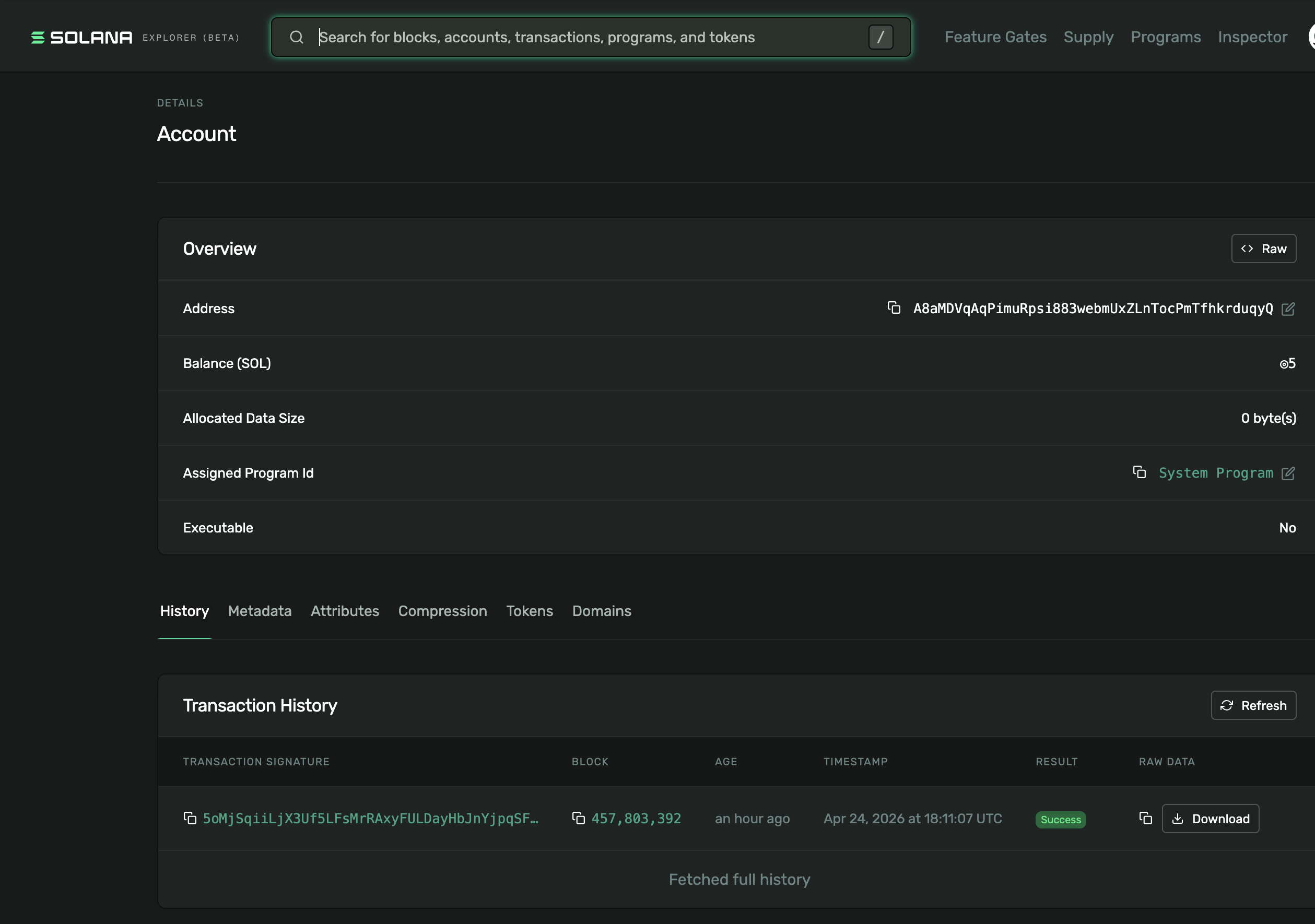 Solana Explorer screenshot
