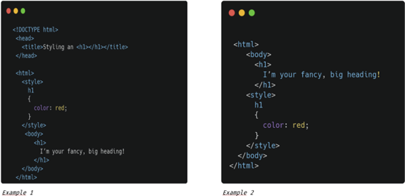 Internal styling examples: