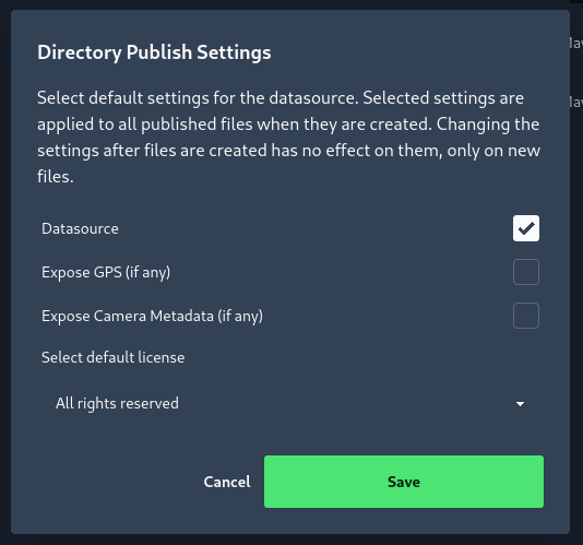 Directory publish settings