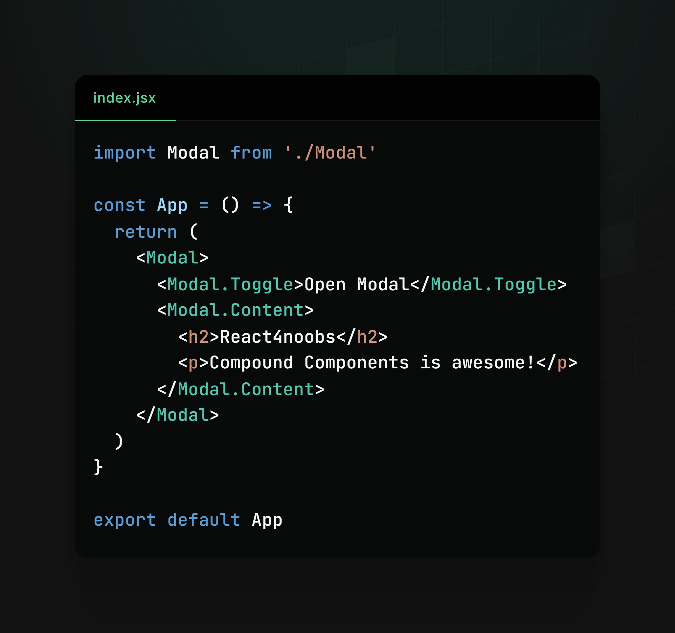 Using modal component in app