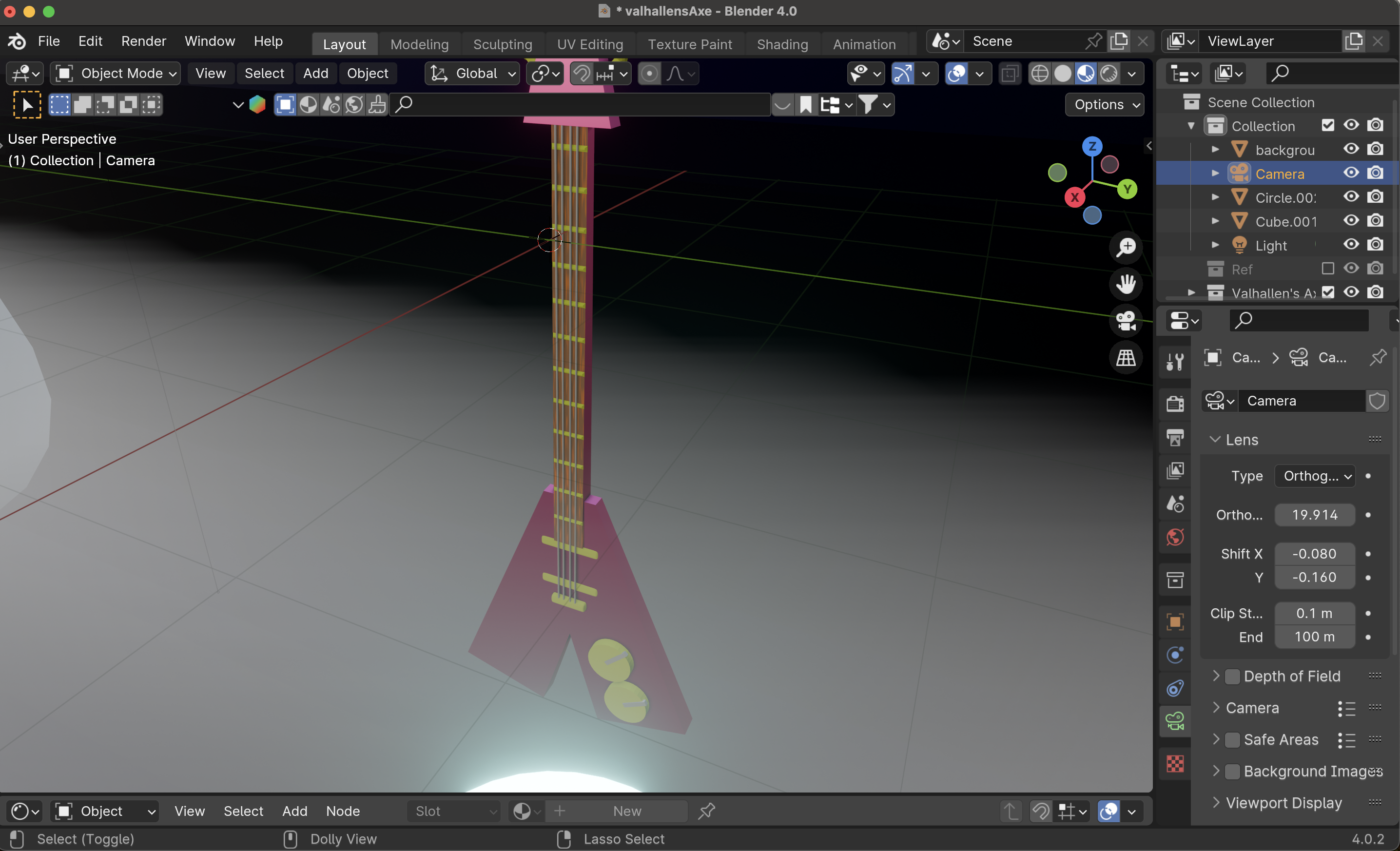 Screenshot of Blender window showing model of Valhallen's guitar