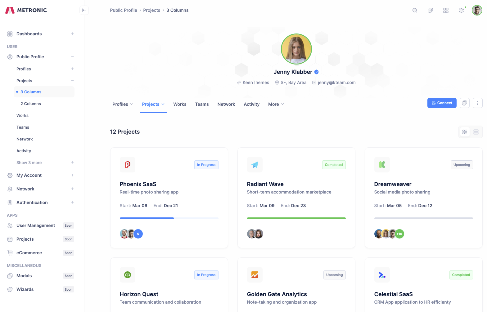 Metronic Tailwind CSS Profile Page