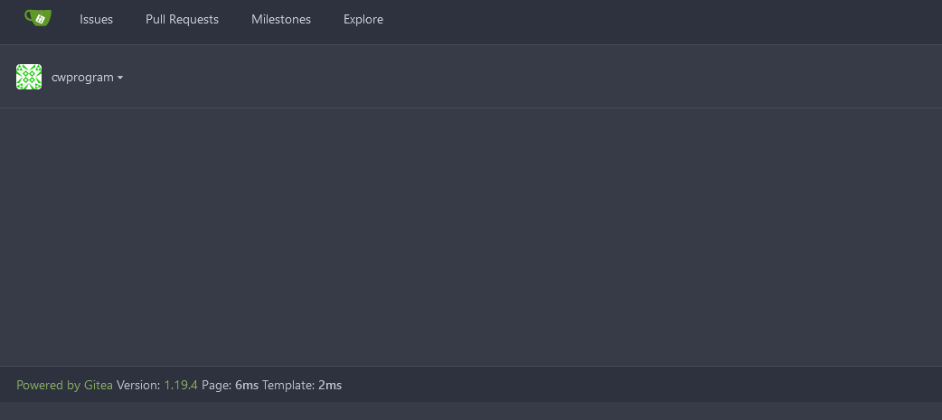 Display of the basic screen for Gitea