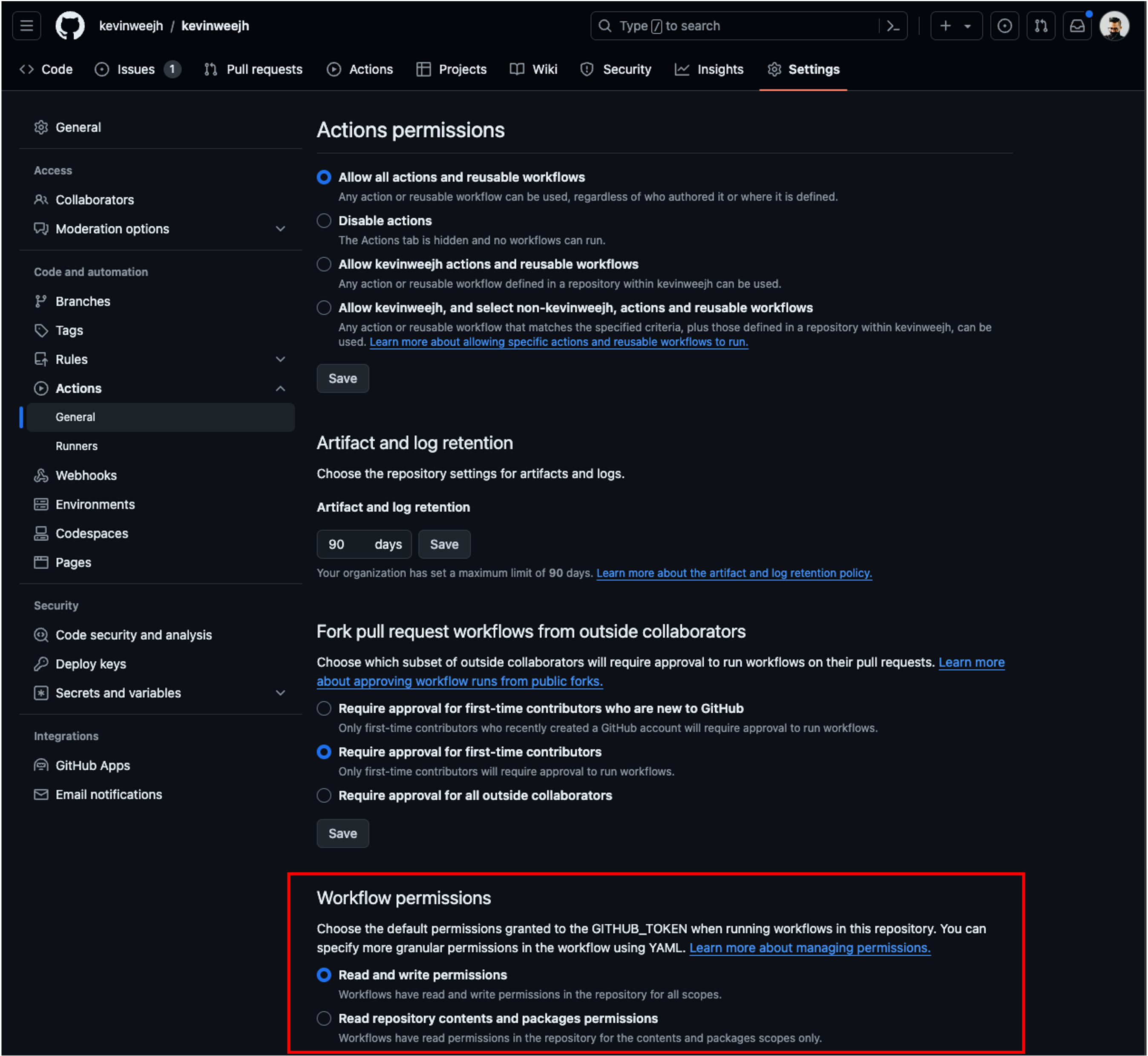 Setting Workflow Permissions