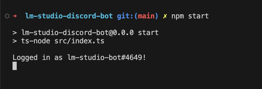 Logged in bot to discord