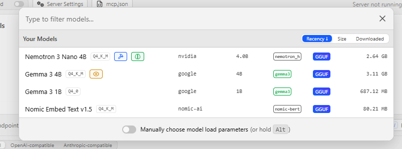 LM Studio Load Models