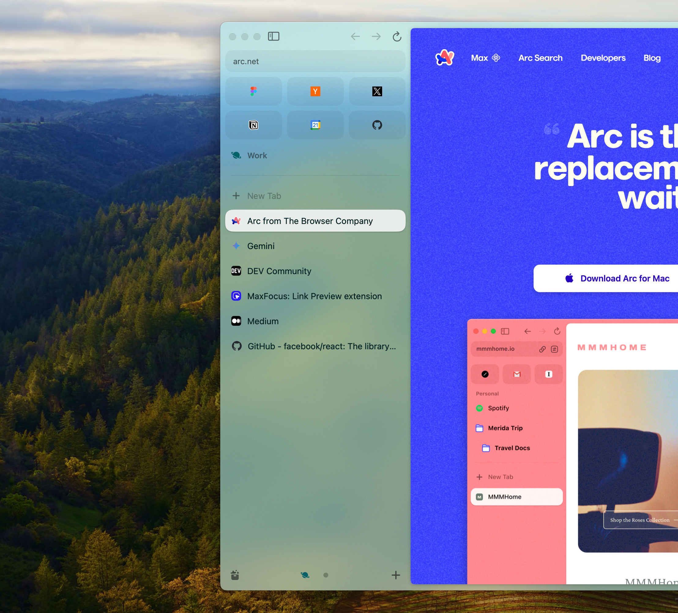 Vertical tab management in Arc