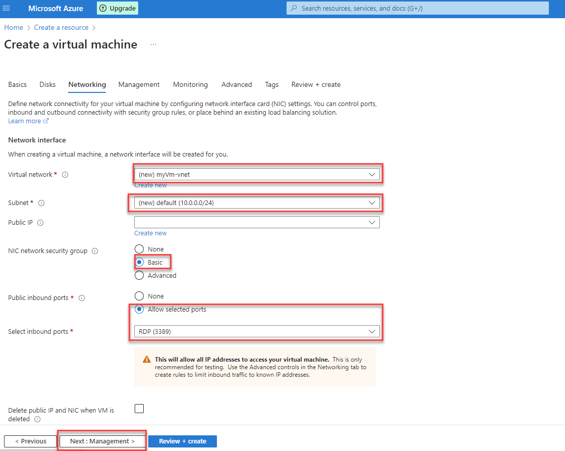 Creating and Azure VM