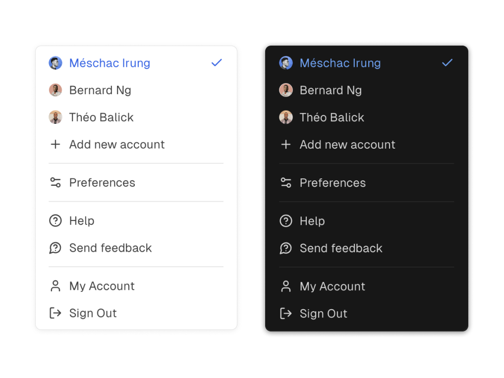 Tailus UI React card layout dropdown