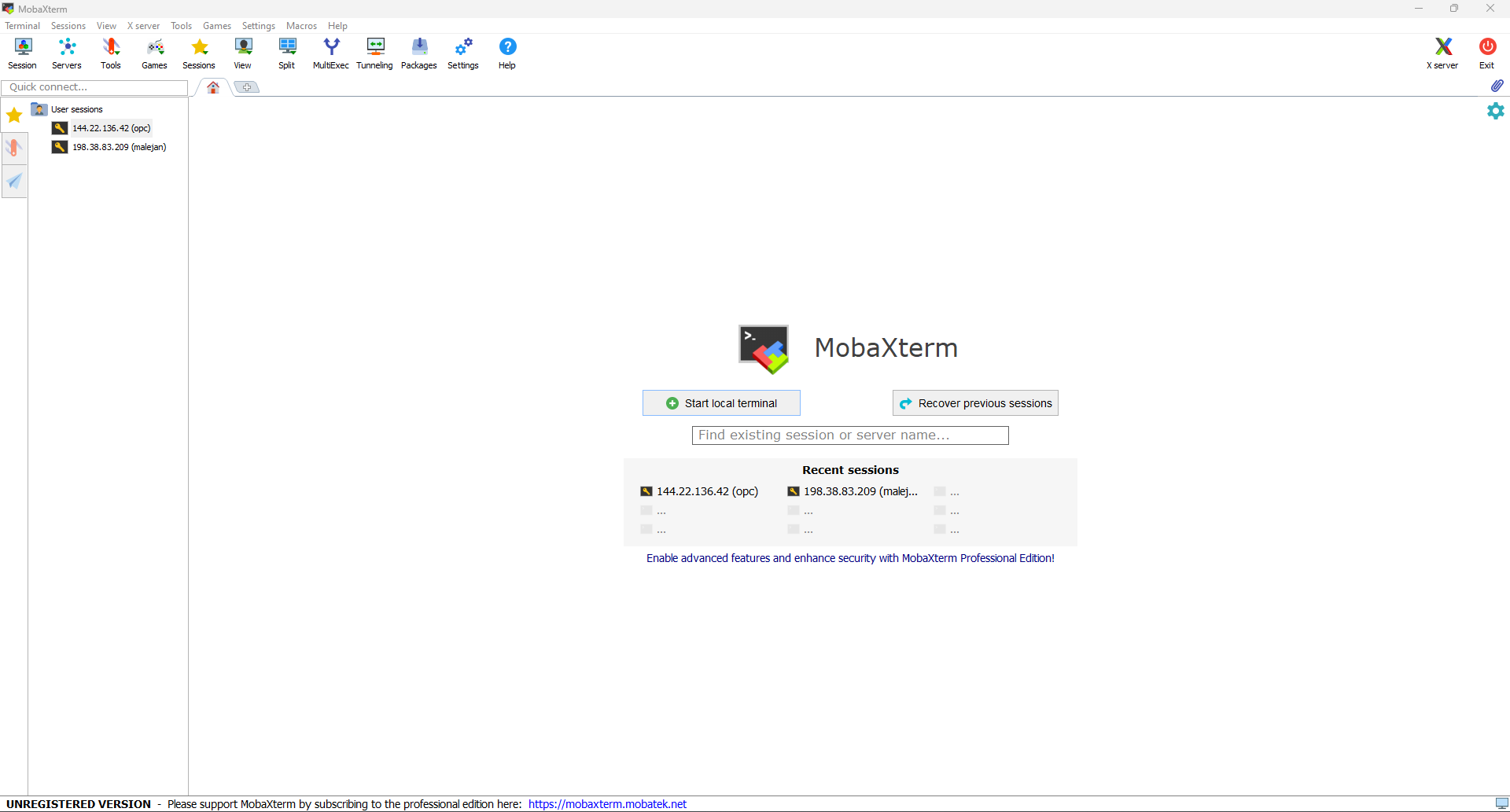 MobaXterm - Tela geral