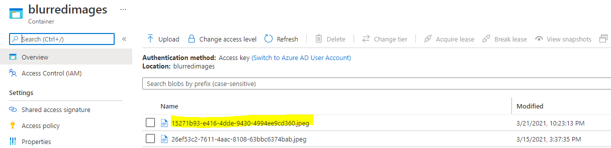 Image in Blurred Images Container
