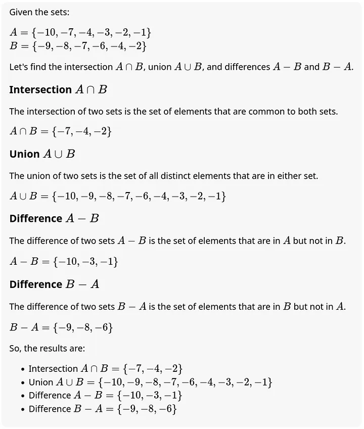 GPT solution of set operation problem 1