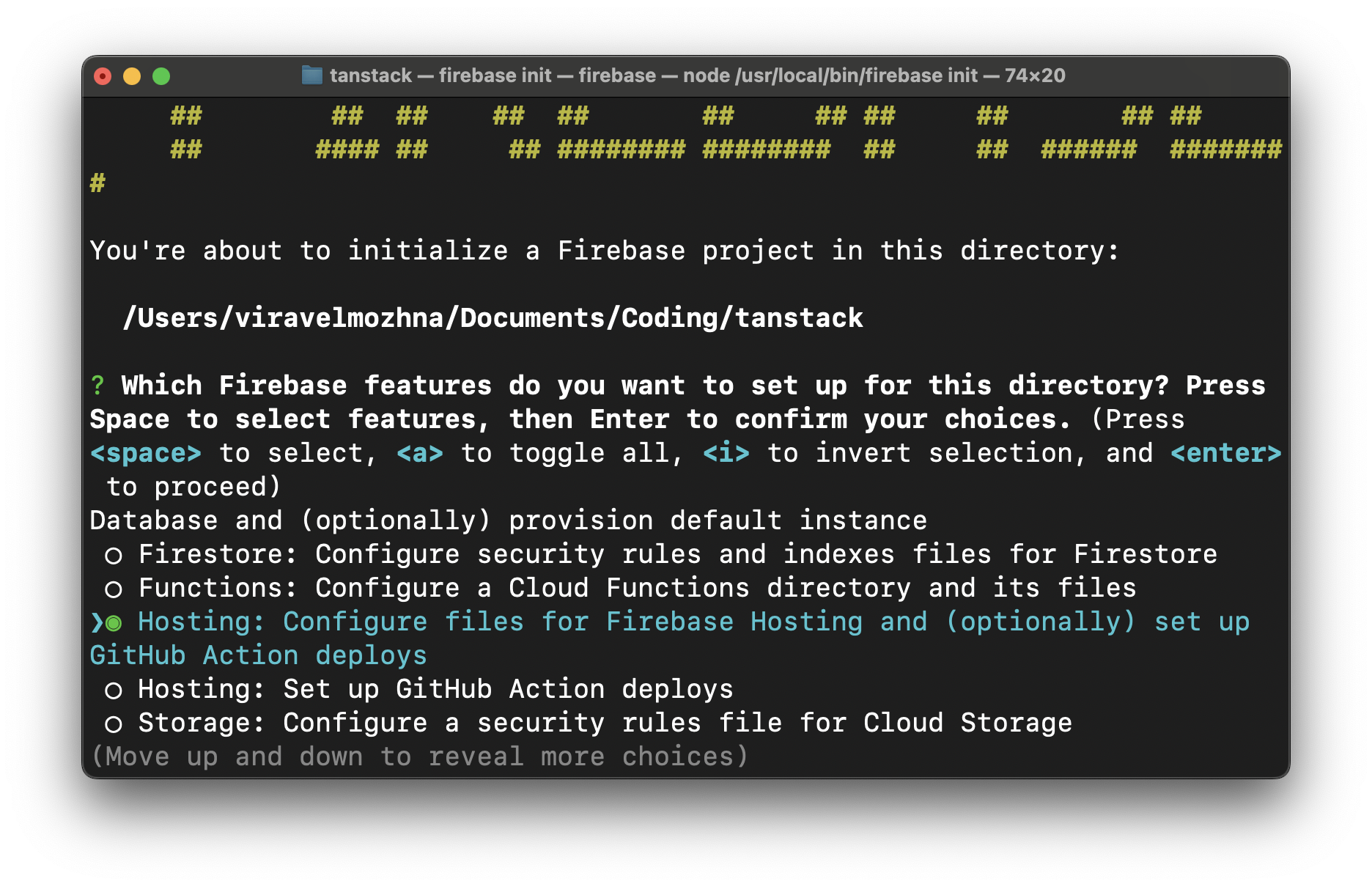 specify settings of firebase project