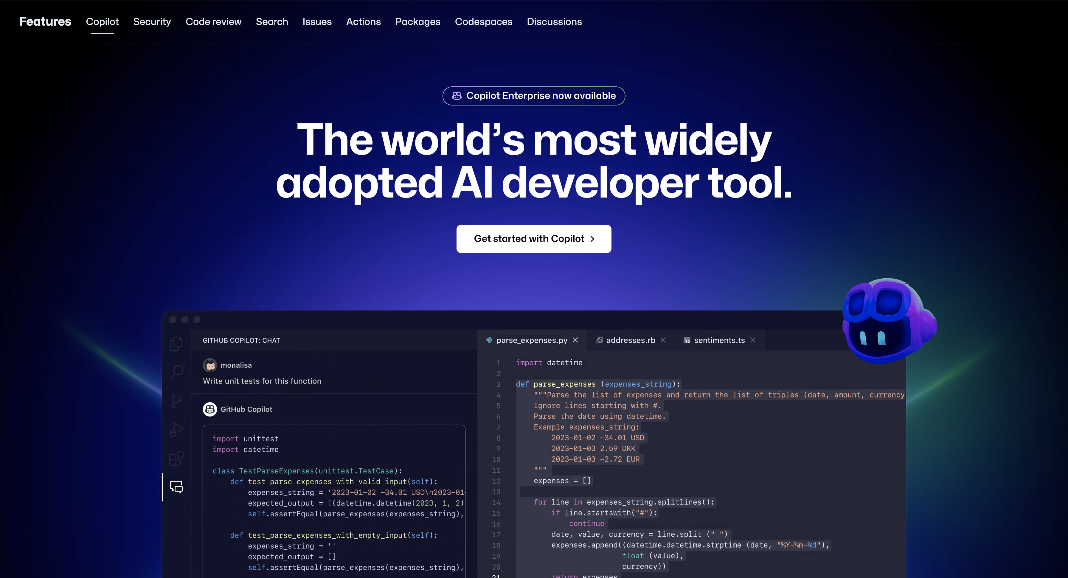 Github copilot Screenshot