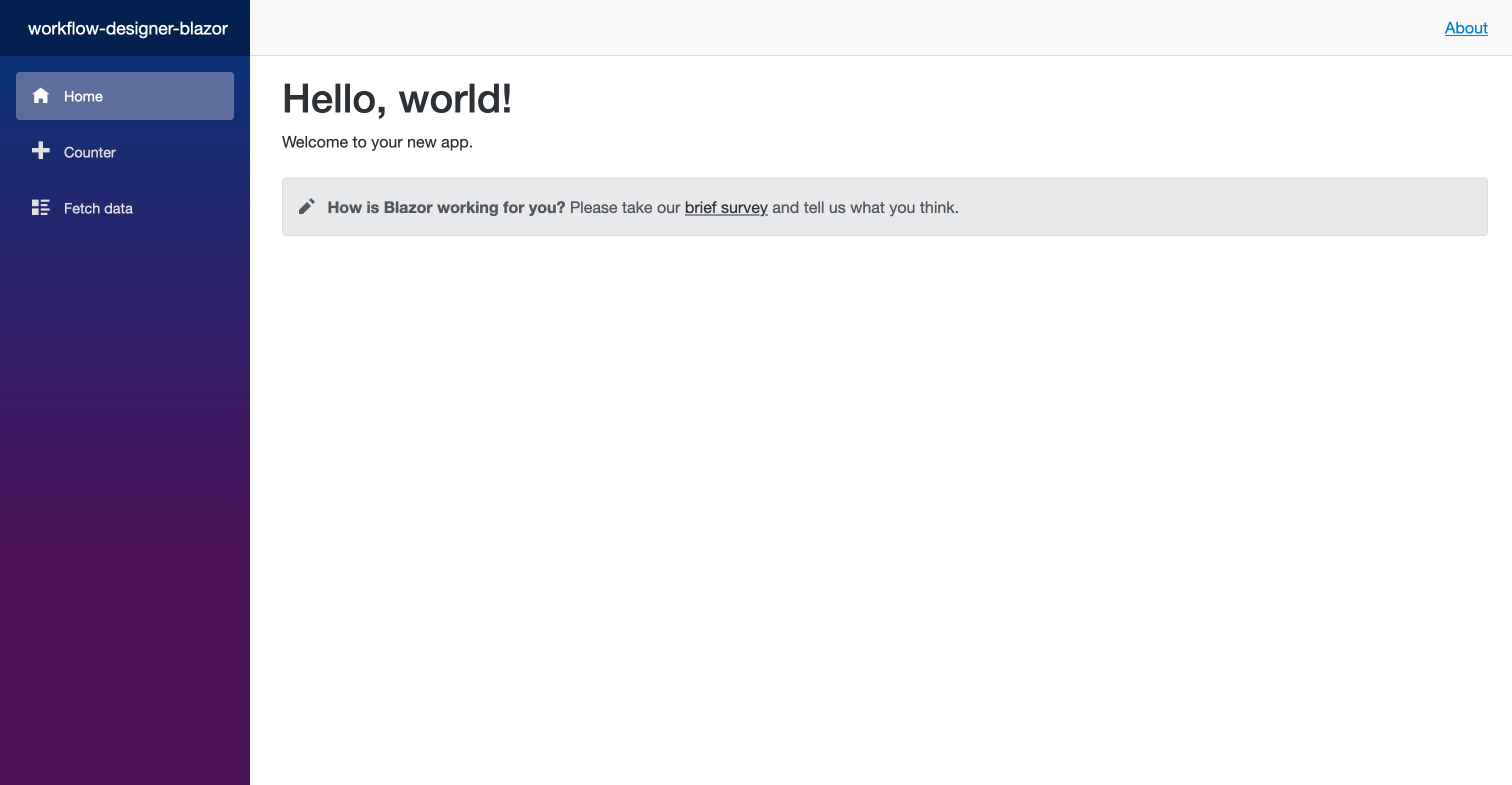 Empty Blazor application