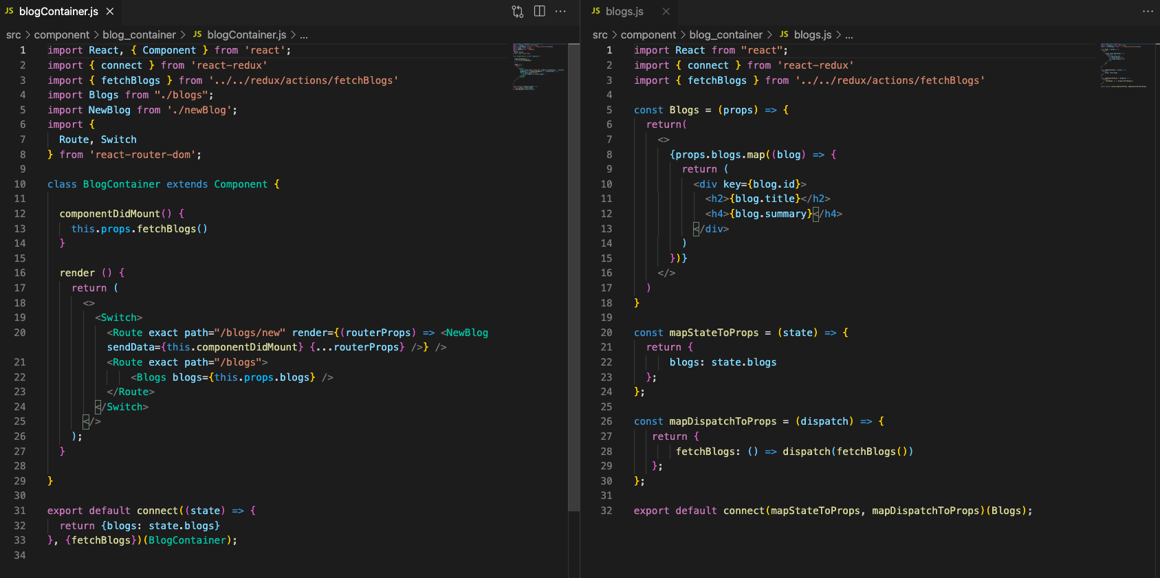 mapStateToProps and mapDispatchToProps destructured