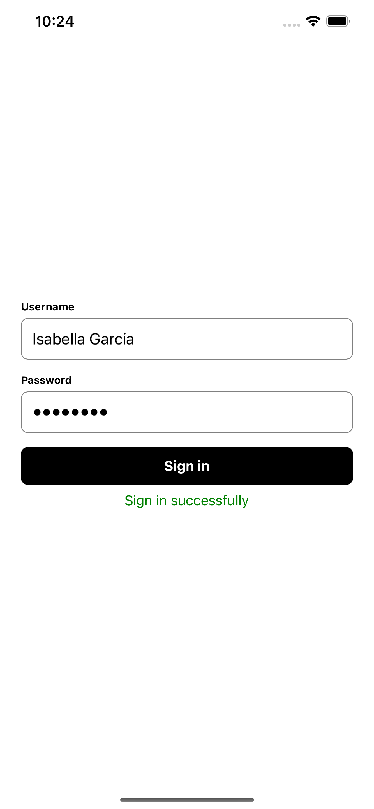 Screenshot Sign In Success