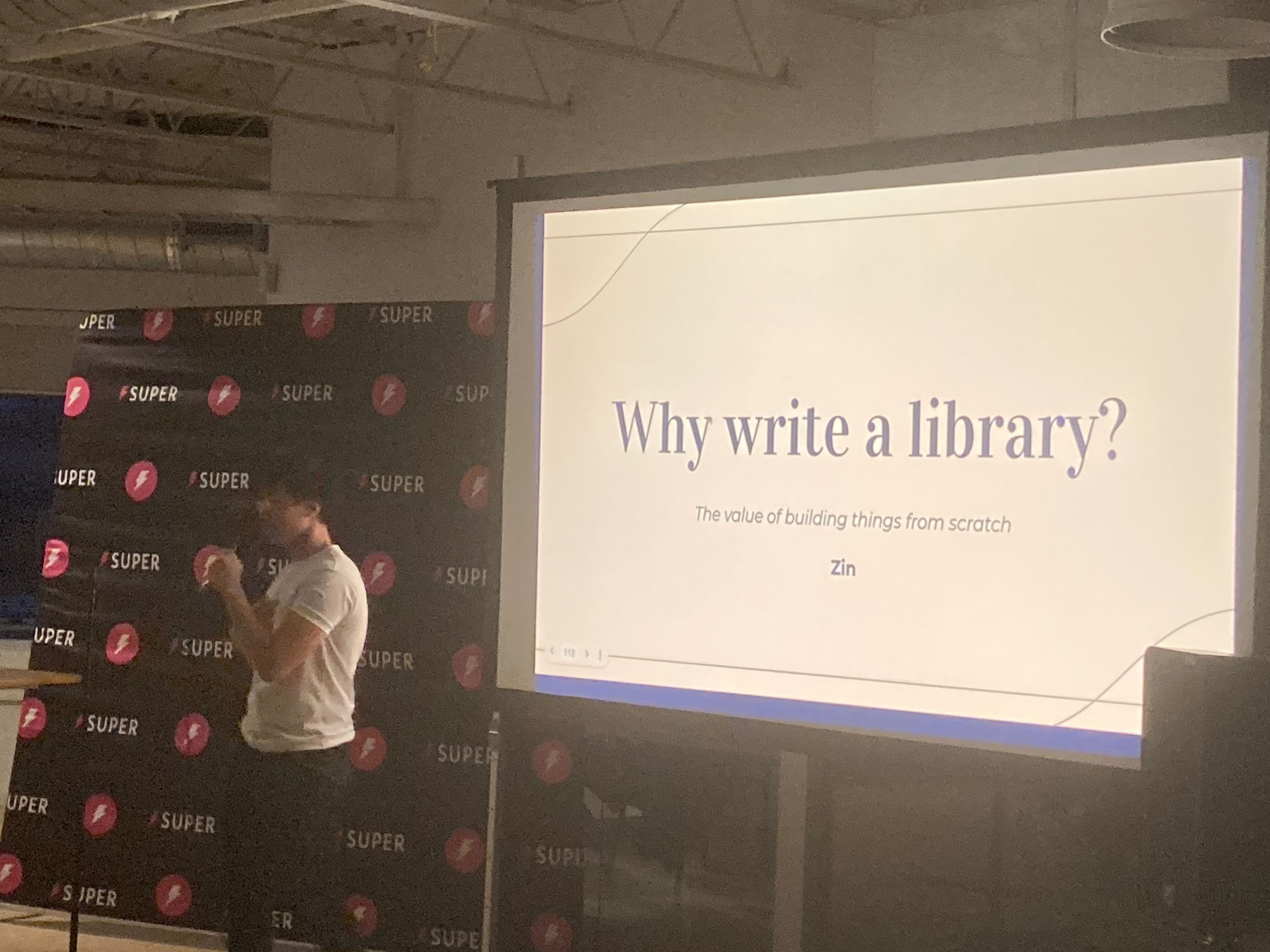 Me at talk event, intro slide