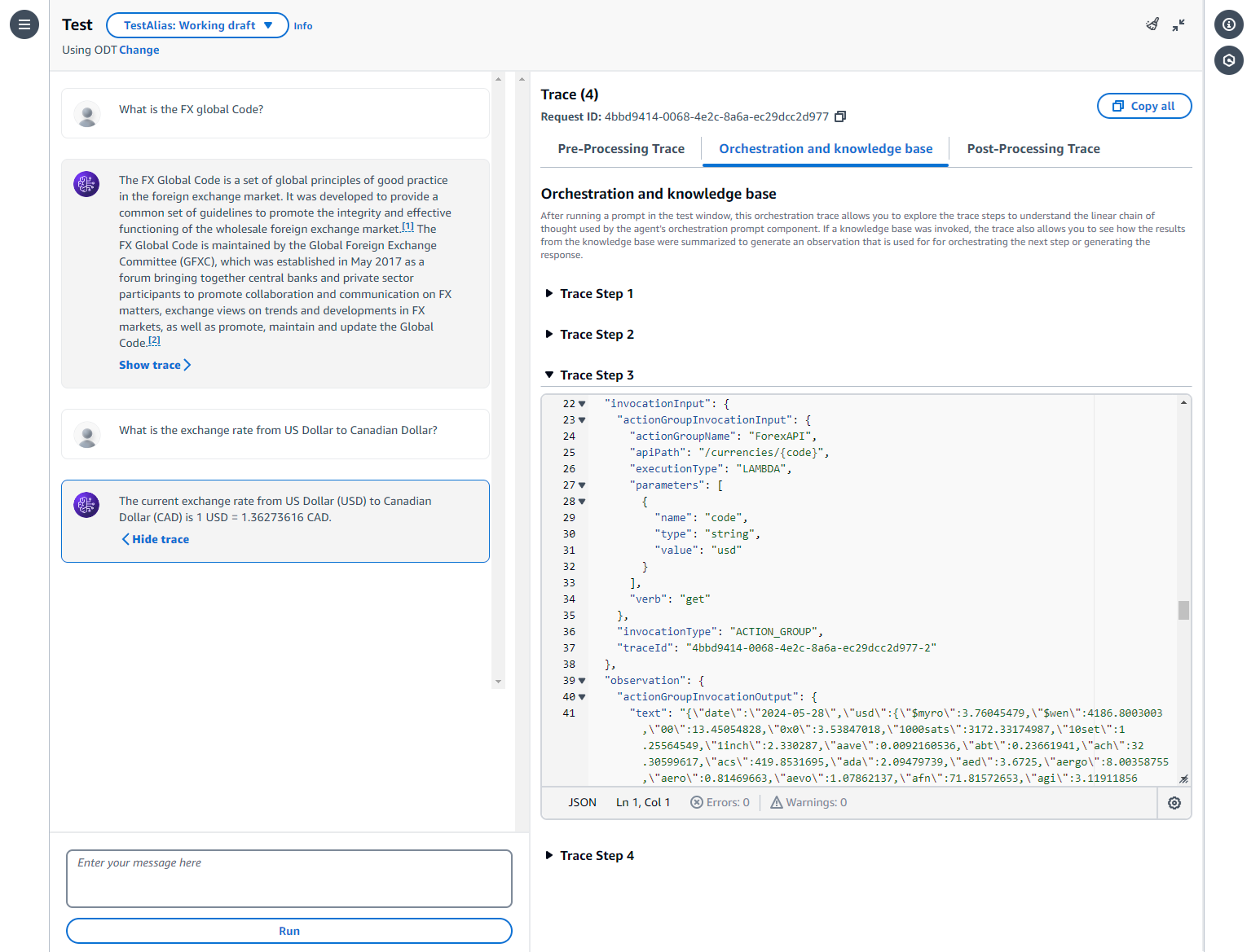 Agent fetching forex rate as expected