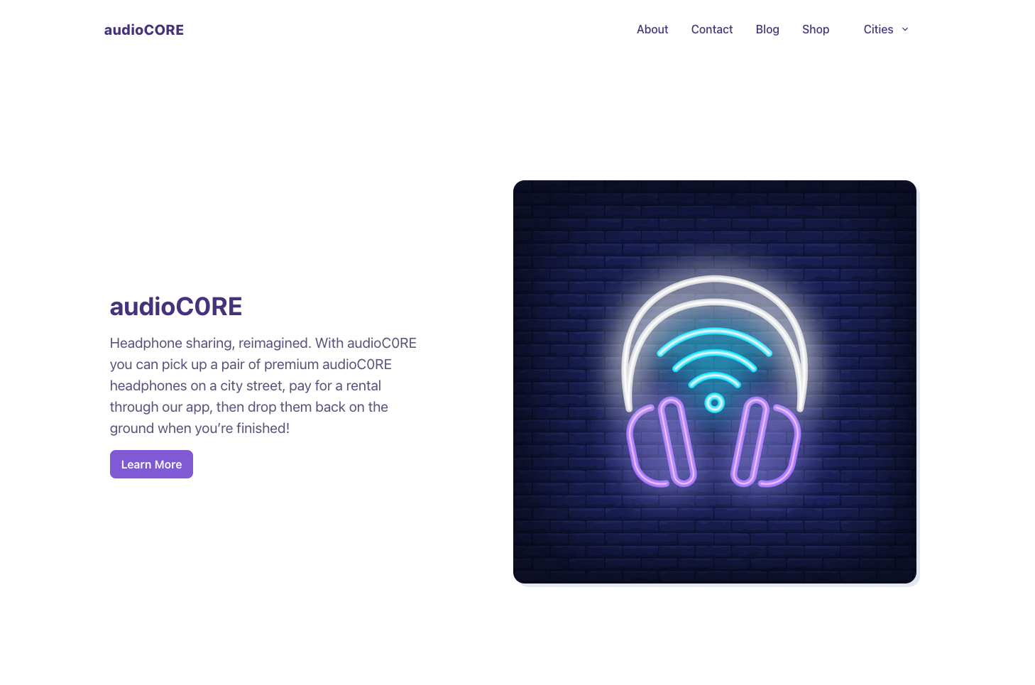 audioC0RE landing page