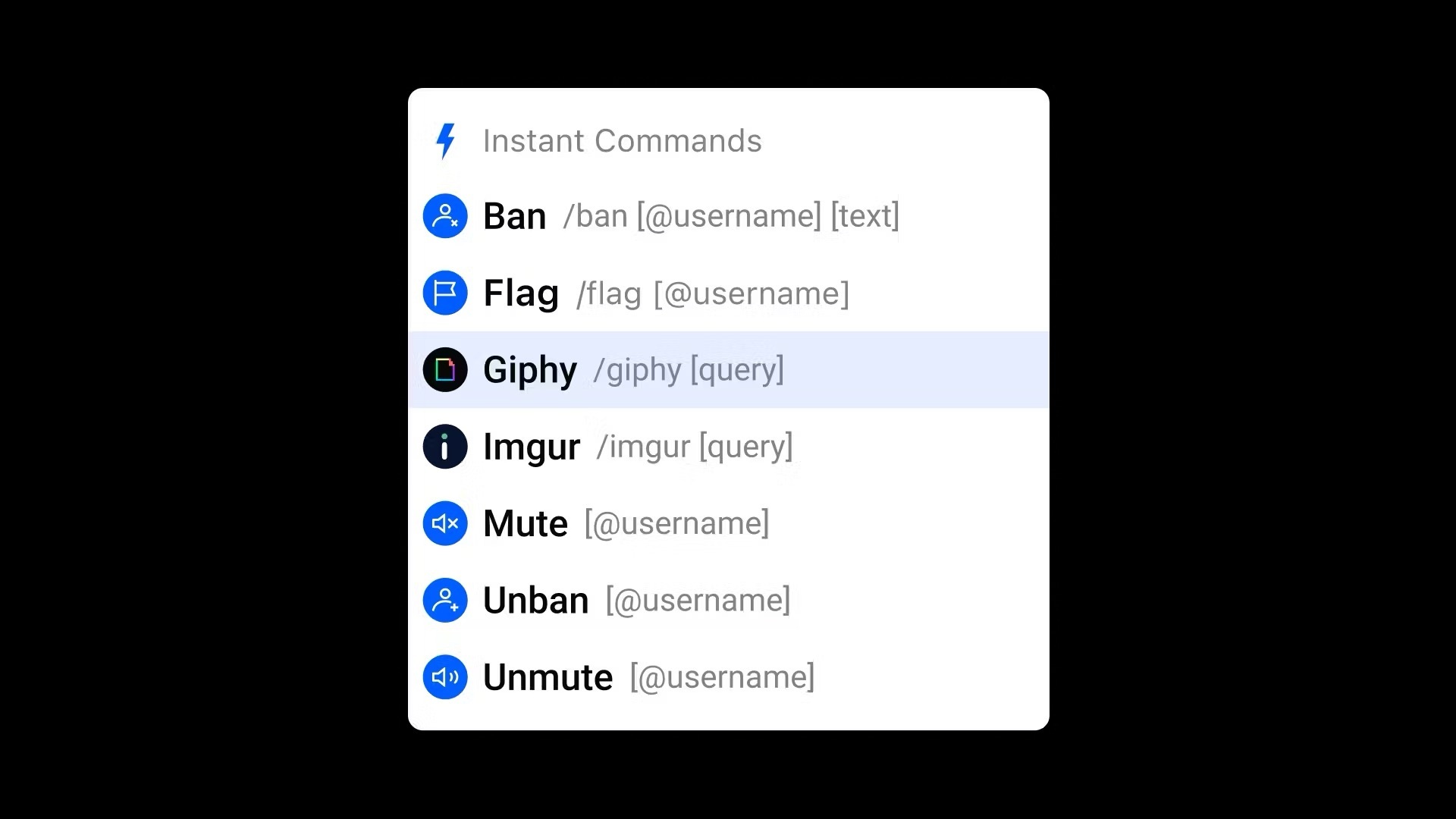 Slash commands