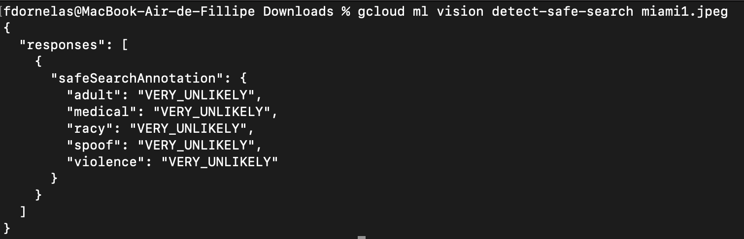 Exemplo de retorno real do SafeSearch 