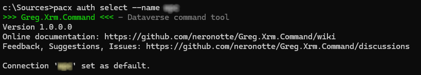 pacx auth select sample output