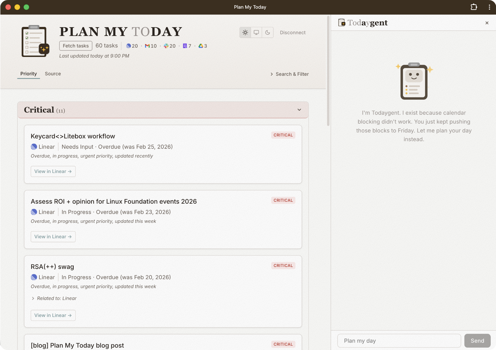 今日計畫儀表板 - 優先級