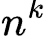 n is the number of characters in the set, k is the length of the identifier