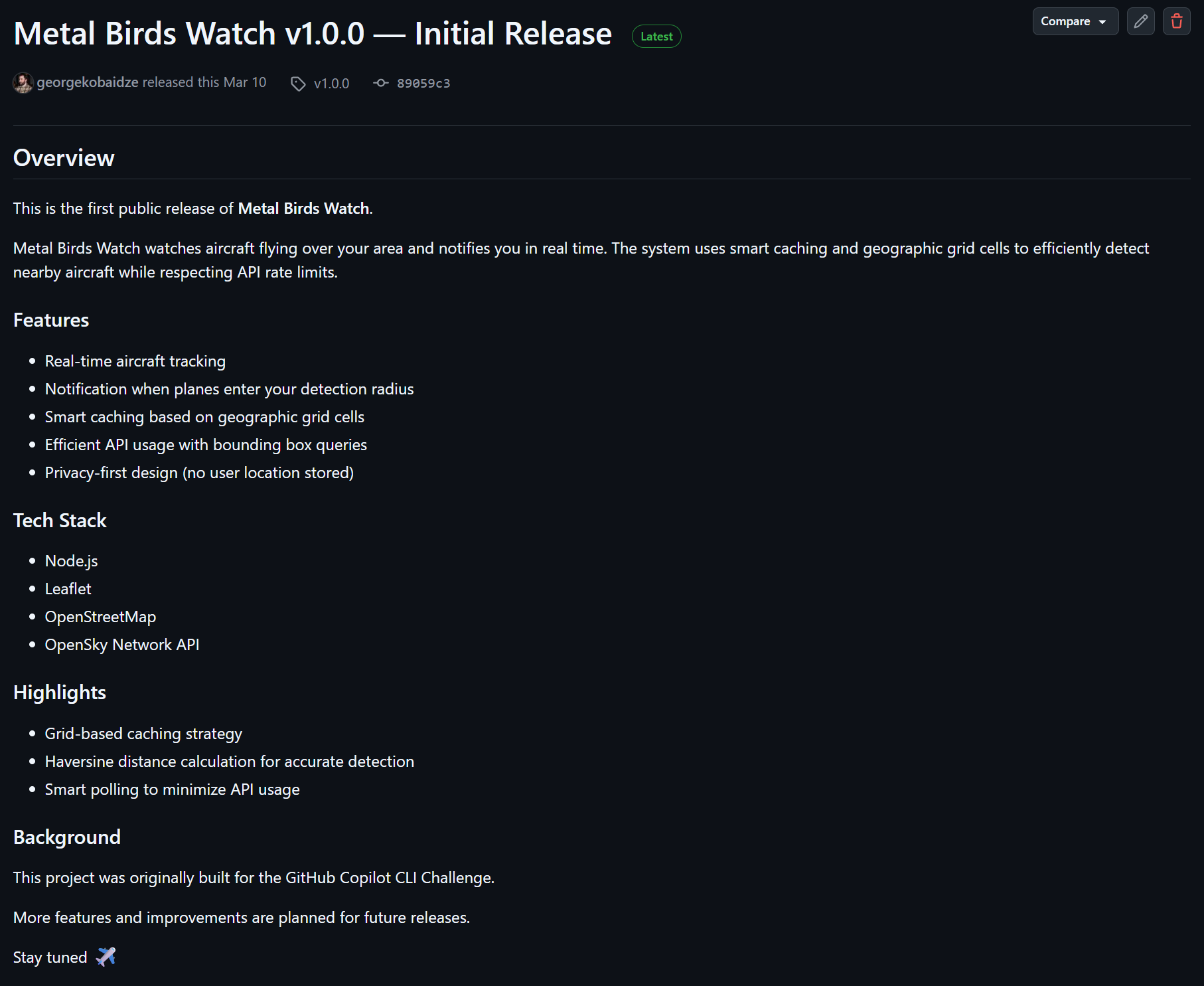 金屬鳥手錶 v1.0.0