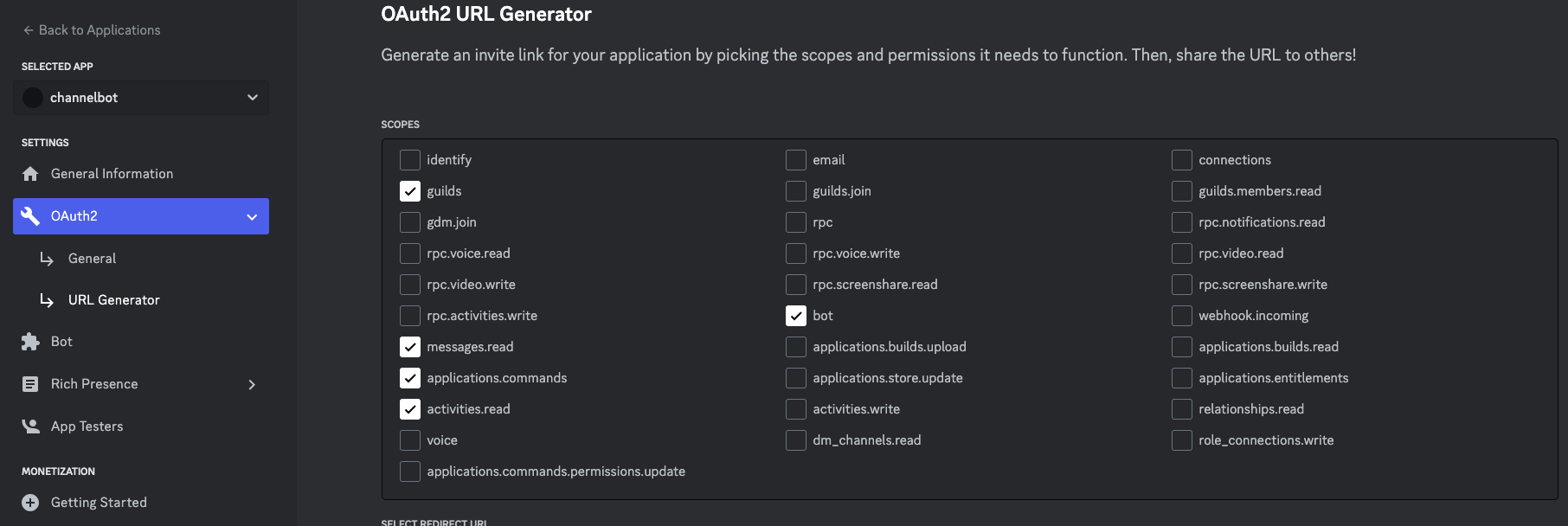 Discord bot configuration