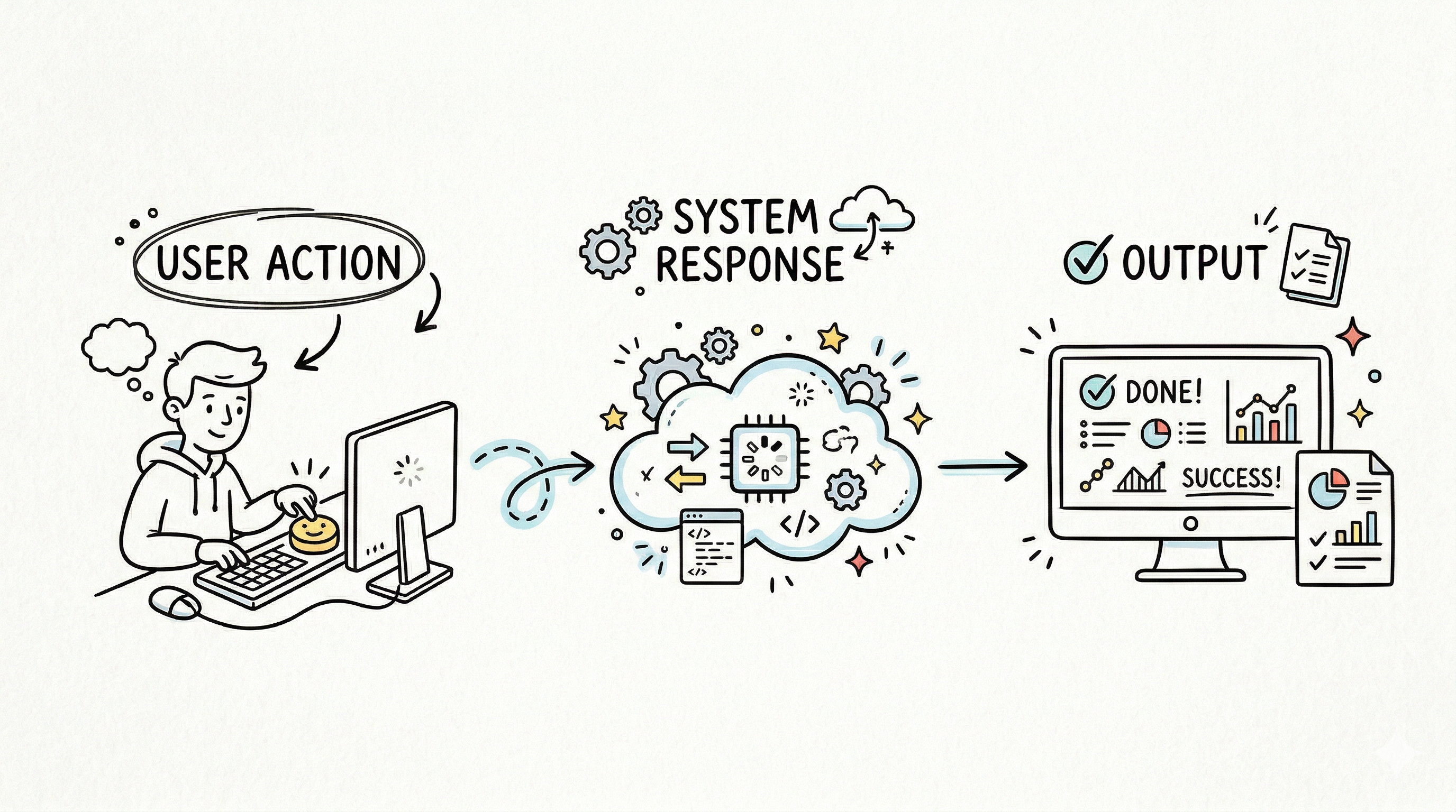 example of functional requirements showing user action and system response